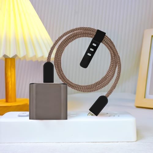 CameCosy Phone Cable Protector for iPhone 18W/20W USB-C Charger, Unique Design Clear Black Cover, Translucent Silicone Data Line Cable Cover Wire Saver for iPhone
