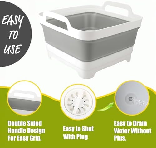 9L Collapsible Pet Bath Tub for Small Puppy Kitten & 28"x20" Absorbent Non-Slip Dog Grooming Mat, Foldable Portable Shower Tub & Soft Washable Grooming Pad for Toy Small Dogs Indoor Outdoor