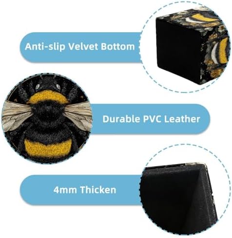 Cute Bee Pen Holder for Desk Decor, Rectangular PVC Leather Pencil Cup for Desk Pen Organizer, Makeup Brush Holder for School, Home, Office