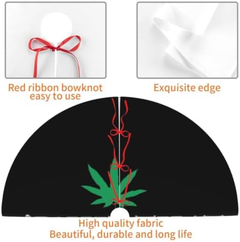 Christmas Tree Skirt, Soft Polyester Xmas Tree Skirts with Ribbon Ties, Rustic Farmhouse Holiday Party Decorations I 'D Hit that Marijuana 48"