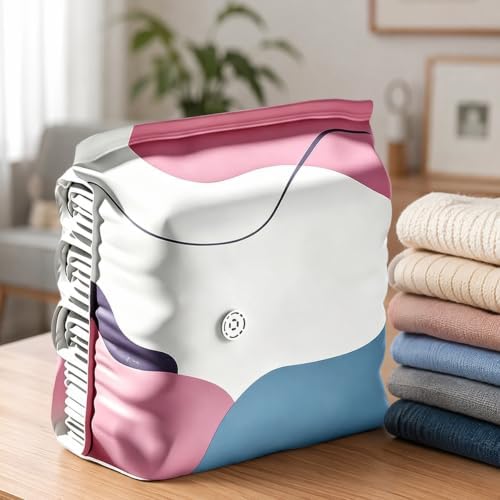 6pcs Travel Vacuum Bags Reusable No-Pump Vacuum Storage Bags (Medium) | 2pcs Vacuum Seal Bags Without Pump; Travel Space Saver Bags for Clothes & Bedding; Reusable PET-PE; Upright Design; Double