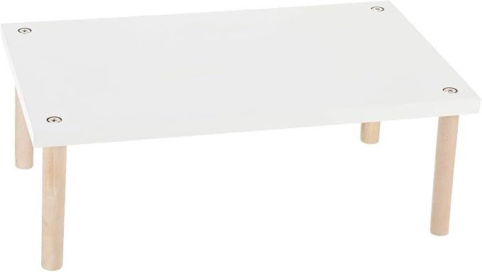 Wood Monitor Stand Riser, Desktop Organizer, Elevated Display Shelf for Laptop, Printer, Office Desk, Cat Feeding Table, Easy Assembly, 15.7 x 9.4 x 5.8 inch, White