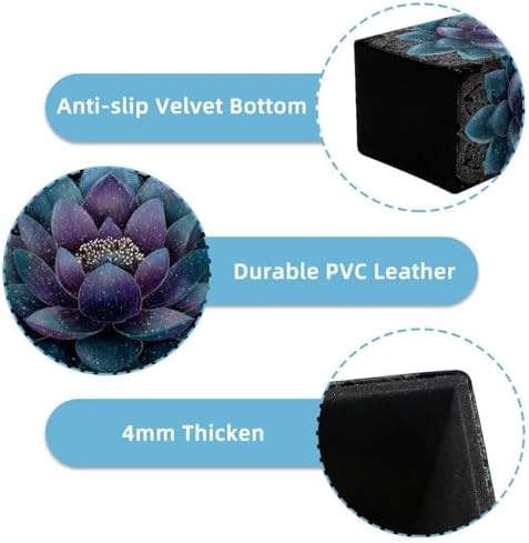 Lotus Flower Pen Holder for Desk Decor, Rectangular PVC Leather Pencil Cup for Desk Pen Organizer, Makeup Brush Holder for School, Home, Office