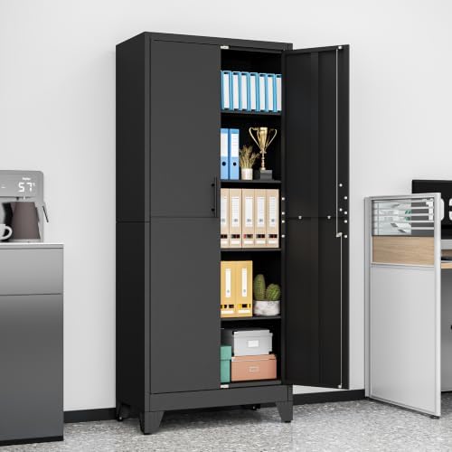 71" Metal Garage Storage Cabinet with Locking Doors and Shelves