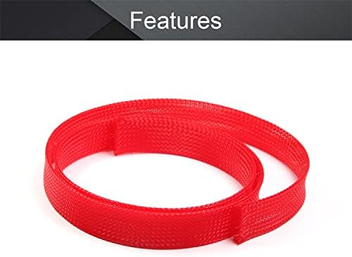 Othmro 1m/3.28ft PET Expandable Braid Cable Sleeving Flexible Wire Mesh Sleeve Red