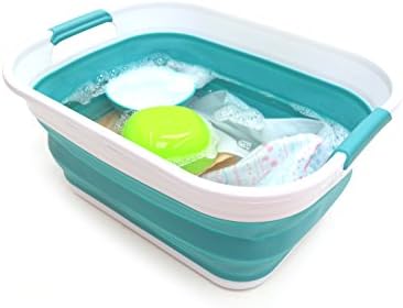 SAMMART 17.5L (4.6 Gallon) Collapsible/Foldable/Pop Up/Portable Washing Tub, Water Capacity 13.5L/3.5 Gallon (1, Bright Blue)