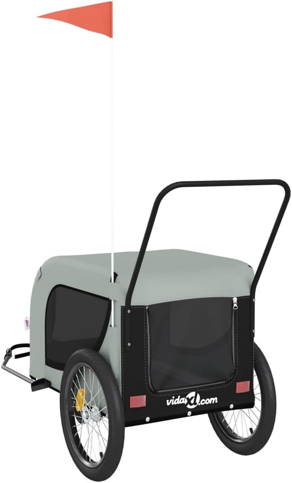 Pet Bike Trailer for Small Dogs, Foldable Bicycle Cargo Trailer with Mesh Windows and Reflectors, Sturdy Iron Frame Oxford Fabric Carrier, 49.2 x 24.8 x 26.0 in