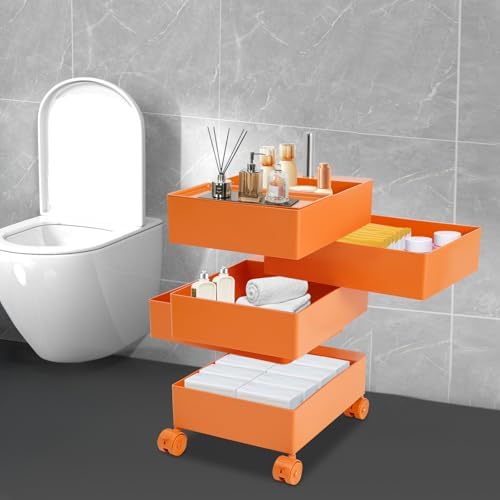 Storage Cabinet 360° Rotating Sofa Side Cabinet (Orange)