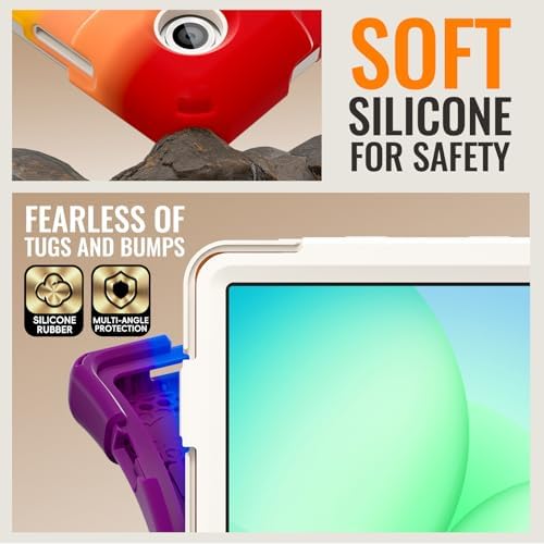 Rugged Protective Case Compatible with Samsung Galaxy Tab A11 Plus/A11 + 11" 2023 SM-X230, Military-Grade Shockproof Cover with 360° Rotating Stand & Built-in Screen Protector (C Red)