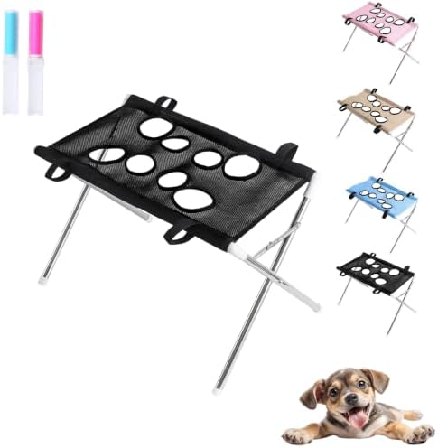 Sylphix 2-in-1 Foldable Pet Grooming Bed,Pet Grooming Bath Stand，Black | Foldable Pet Bathing Stand With Quick Dry Mesh Table, Secure Support Strap For Nail Trimming,Bathing,Haircuts & Pet Care