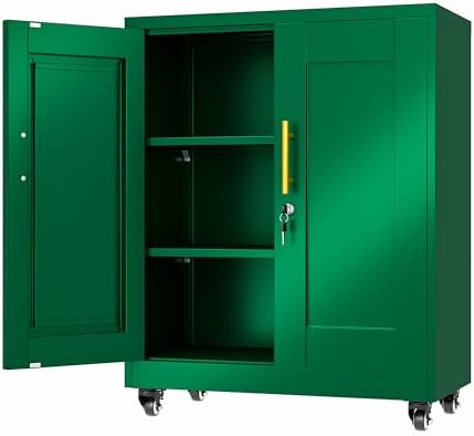 35.4" Metal Garage Storage Cabinet with Wheels and Locking Doors