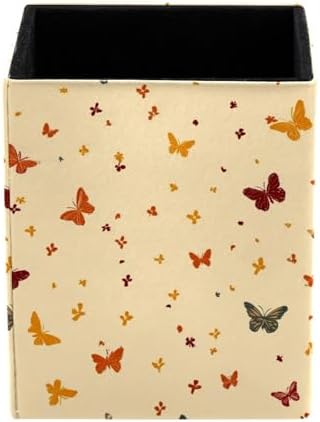 Butterfly Pen Holder for Desk Decor, Rectangular PVC Leather Pencil Cup for Desk Pen Organizer, Makeup Brush Holder for School, Home, Office