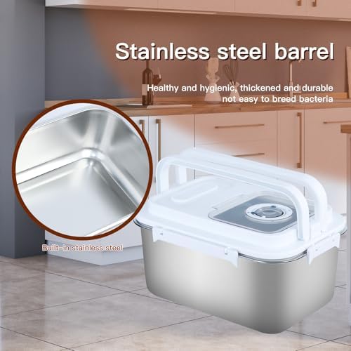 10L Stainless Steel Flour Storage Containers with Lid Rice Grain Kitchen Bucket Airtight Canister for Cereals Flour Sugar Tea Milk Wine Ice, Dry/Wet Food,Grey