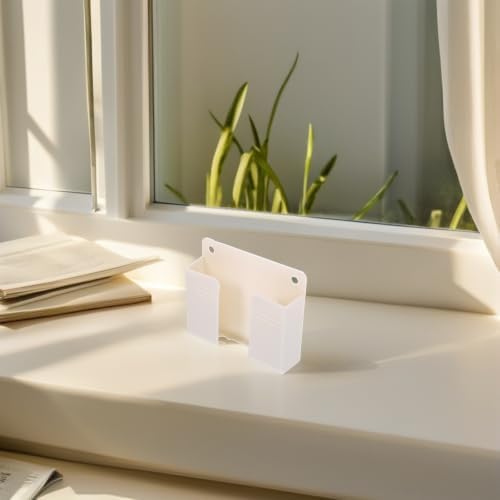 20pcs White Wall Mounted Phone Charging Bracket Self Adhesive Plastic | Charging Hole, No Drill Setup, Office Wall Use, Space Saving Organization, Minimalist Modern Clean Style