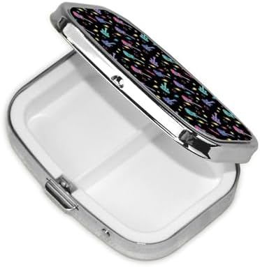 Metal Vitamin Case Tiny Pill Organizer Purse Clip-On Daily Supplement Container Gym Bag, Trippy Electric Guitars
