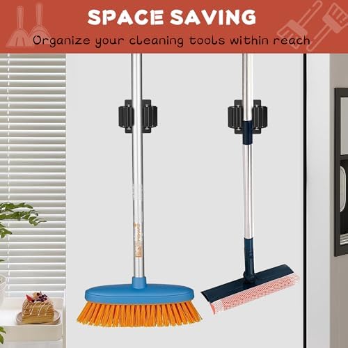 Magnetic Broom Holder,2 Pack Strong Magnetic Mount Broom and Mop Holder for Cleaning Tools,Power Non-Slip Magnetic Tool Holder Broom Hooks for Apartment RV Accessories Camper Garage Kitchen