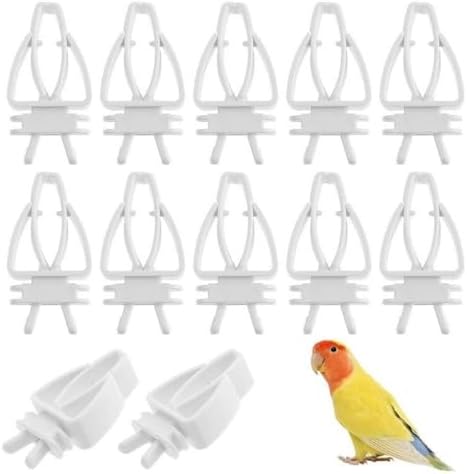 Cage Food Holder, Cuttlefish Bone Feeder Device Clamp Bird Cage Accessories, Millet Holder for Birds Cages, Small Animal Fruit Vegetable Stick(White)