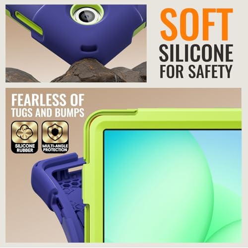 Rugged Protective Case Compatible with Samsung Galaxy Tab A11 Plus/A11 + 11" 2023 SM-X230, Military-Grade Shockproof Cover with 360° Rotating Stand & Built-in Screen Protector (Blue Green)