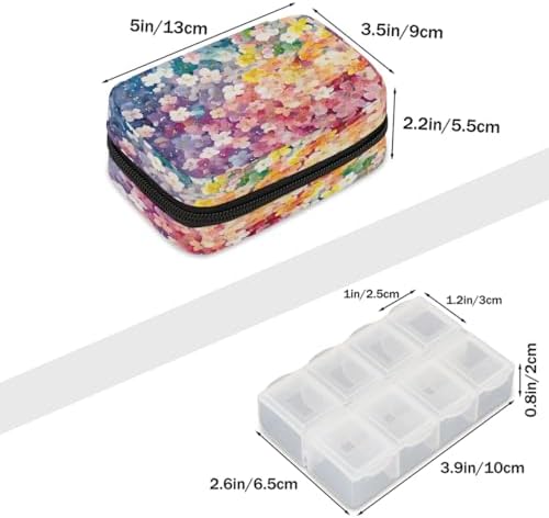 Pill Organizer Box Plum Blossoms Flowers Spring 7-Day Weekly Medicine Pill Case Travel Pill Container Portable Pill Holder Storage Purse Bag Small Compact Size for Vitamin Supplement Birth Control