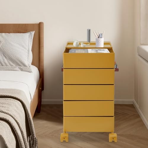 Storage Cabinet 360° Rotating Sofa Side Cabinet (Yellow)