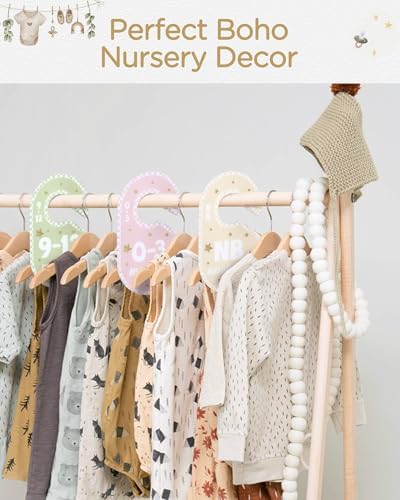 POVETIRE Baby Closet Dividers for Clothes Organizer,Set of 8 Neutral Double-Sided Baby Clothes Size Labels,Nursery Organization for Newborn Clothing, Infant to 24 Months Boy & Girl