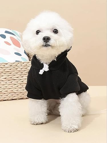 QWINEE Basic Dog Hoodie Sweatshirt Puppy Sweater Warm Cat Costumes Pet Clothes for Chihuahua Puppy Kitten Small Medium Dogs Black Green and Grey Large