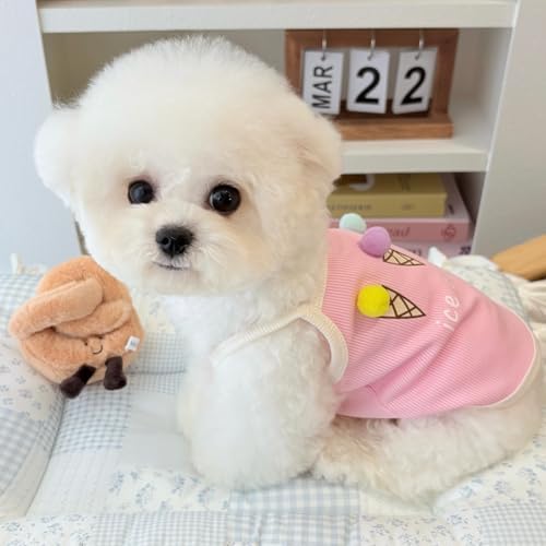 Spring & Summer Pet Clothes Tank Top - Ice Cream Pattern Breathable Tank top for Dogs & Cats, Cool Sleeveless Shirt for Teddy, Bichon & Small Breeds