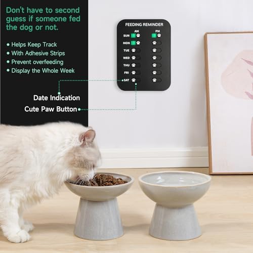 YAUYIK Dog Feeding Reminder, Magnetic Reminder Sticker, AM/PM Daily Indication Chart Feed Your Pets, Fridge Magnets and Double Sided Tape, Helps You to Track Pet Feeding & Medication (B)