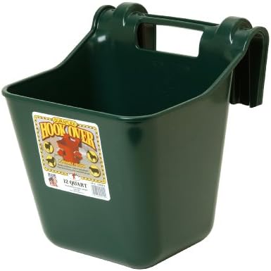 Little Giant® Plastic Hook Over Feeder | Mountable Livestock & Pet Feed Bucket | Horse Feed Bucket | Made in USA | 12 Quarts | Green