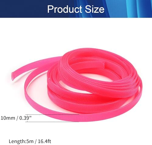Jutagoss PET Expandable Braided Cable Sleeve, 16.4ft - 3/8 inch Pink Cable Management Sleeve, Wire Loom Tube Cord Protector for USB Cable, Power Cord, Audio Video and More, 1Pc