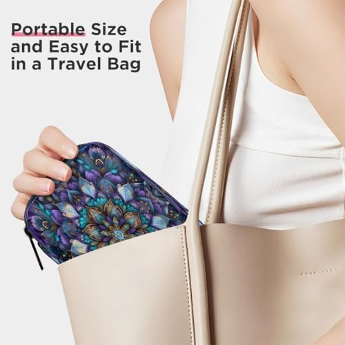 Pill Organizer Box Mandala Ethnic Style Purple 7-Day Weekly Medicine Pill Case Travel Pill Container Portable Pill Holder Storage Purse Bag Small Compact Size for Vitamin Supplement Birth Control