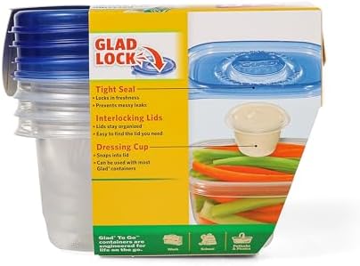 Glad GladWare To-Go Medium Rectangle Snack Containers, 24 Oz, 4 Count | BPA-free plastic, tight seal, microwave and dishwasher safe, meal prep and lunches