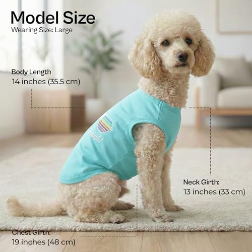 Parisian Pet Beach Dog Shirt – 100% Cotton Shirts for Large Dogs – Sleeveless Pet Vest – Lightweight and Breathable Dogs Apparel – Cute Summer Dog Clothes - Stretchy T Shirts for Pets