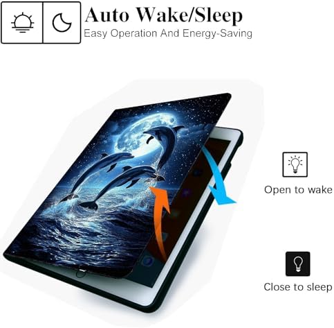 for Microsoft Surface Pro X/Pro X Plus-13 2019/2020/2021/2024 Tablet Case,Auto Wake/Sleep,Adjustable Stand Protective Cover - Cute Dolphin