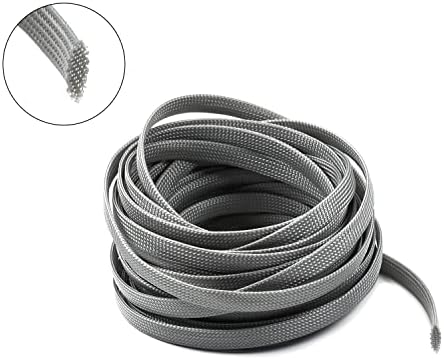 Bettomshin 1Pc 32.8Ft(10m) Cable Management Sleeve, 3/8"(10mm) Width PET Grey Cord Protector, Wire Loom Tube Insulated Split Sleeving for USB Cable Power Cord Organizer Video Cable Hider
