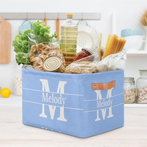 Custom Initial Letter Light Sky Blue Organizing Clothes Baskets
