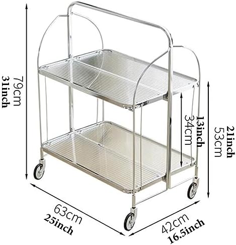 Gold Folding Bar Cart with Wheels, Home Serving Trolley for Drinks, Coffee & Tea, Rolling Beverage Storage Kitchen Party Use