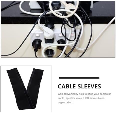 VANZACK Flexible Cable Management Sleeve for Computer Wires Portable Black Cord Organizer Wrap Protects Cables from Pet Damage for Desktop and Entertainment Center Cord Hider