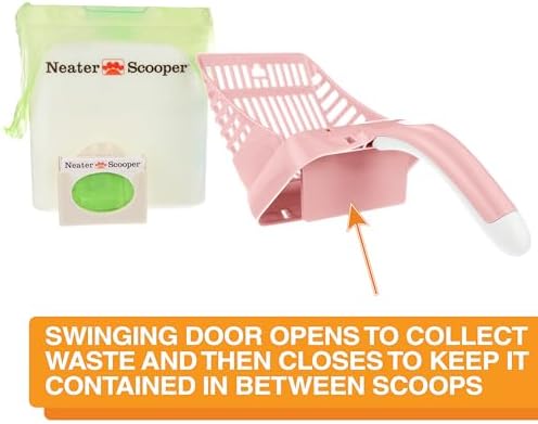 Neater Pet Brands Neater Scooper Standard Cat Litter Scoop, 60 Refill Bags – Mess-Free Cat Litter Scooper with Bag, Spill-Proof Kitty Box Sifter, Bin Doubles as Scoop Holder, For Single-Cat Households