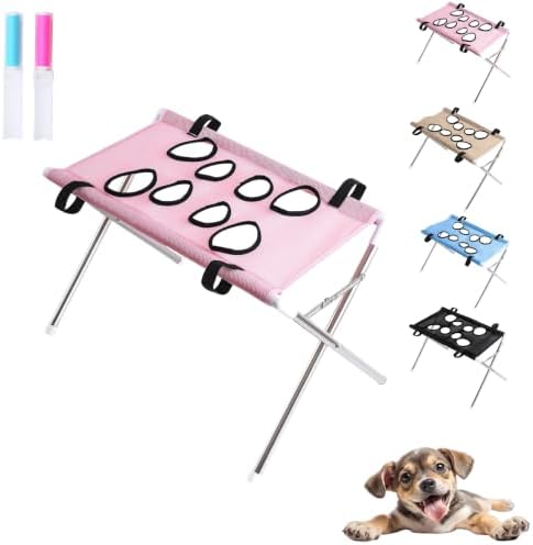Sylphix 2-in-1 Foldable Pet Grooming Bed,Pet Grooming Bath Stand，Pink | Foldable Pet Bathing Stand With Quick Dry Mesh Table, Secure Support Strap For Nail Trimming,Bathing,Haircuts & Pet Care
