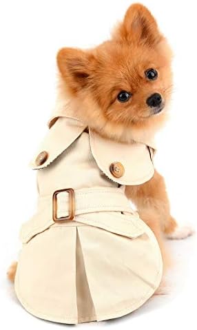 PAIDEFUL Trench Coat for Small Dogs, Khaki, XXL