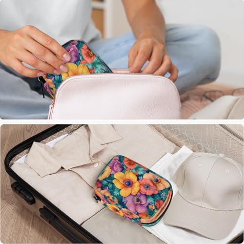 Pill Organizer Box Flower Flowers Colorful 7-Day Weekly Medicine Pill Case Travel Pill Container Portable Pill Holder Storage Purse Bag Small Compact Size for Vitamin Supplement Birth Control