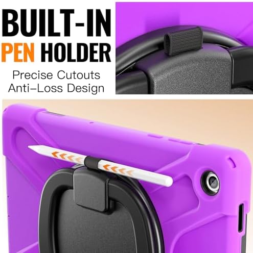 Rugged Protective Case Compatible with Samsung Galaxy Tab A11 Plus/A11 + 11" 2023 SM-X230, Military-Grade Shockproof Cover with 360° Rotating Stand & Built-in Screen Protector (Purple)