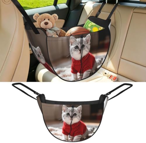Cute shorthair cat Car Seat Organizer-Backseat Storage Bag for Travel | Waterproof Durable. Holds Snacks Gear Essentials. Fits Most Cars.