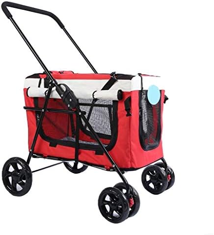 Cat or Dog Crate and Pet Trolley Soft Sided Foldable Easy Fold with Removable Liner for Small Medium Dogs Cats for Travel or Overnights (Red)