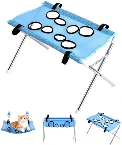 Pet Grooming Hammock, 8-Hole Polyester Mesh for Small Dog Cat Bath，Blue | Heavy-Duty Pet Bath Stool for Small & Medium Dogs, Home Salon Grooming, Washable Mesh, Joint Support & Restraint