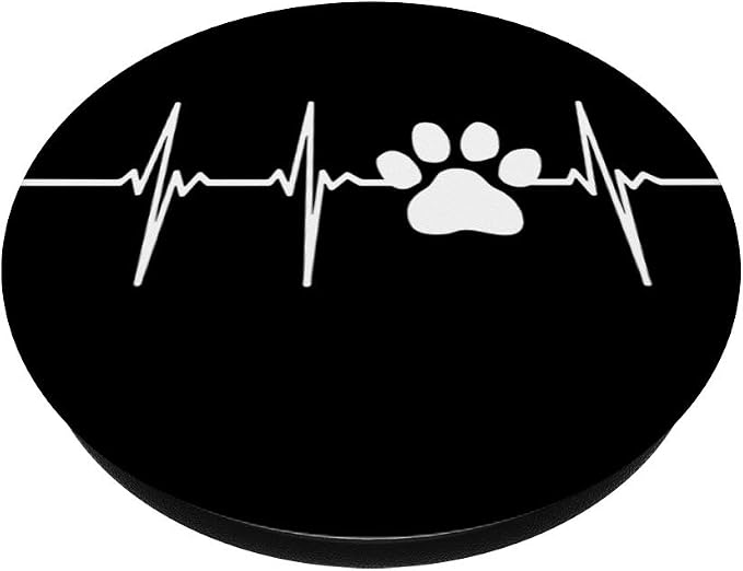 Puppy Dog Kitten Cat Paw Pet Lover Heartbeat EKG PopSockets PopGrip: Swappable Grip for Phones & Tablets