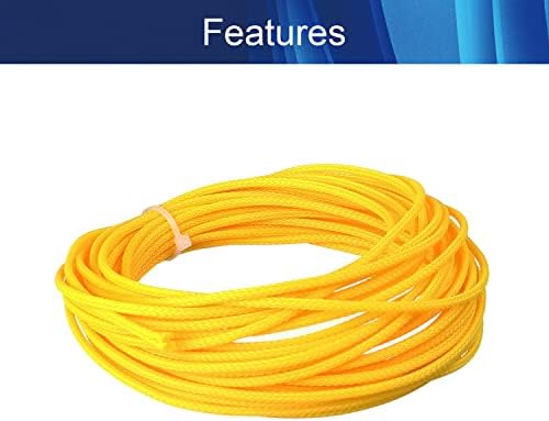 Jutagoss PET Expandable Braided Cable Sleeve, 32.8ft - 1/8 inch Yellow Cable Management Sleeve, Wire Loom Tube Cord Protector for USB Cable, Power Cord, Audio Video and More, 1Pc