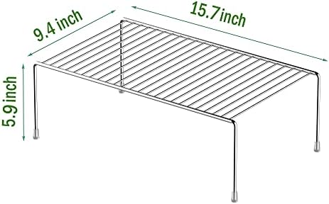 Redrubbit 6 Pack Large (15.7 x 9. 4 Inch) Cabinet Storage Shelf Rack, Rustproof Kitchen Counter and Cabinet Shelf, Storage Rack Organizer for Kitchen, Fridge, Cabinet, Bathroom, Chrome