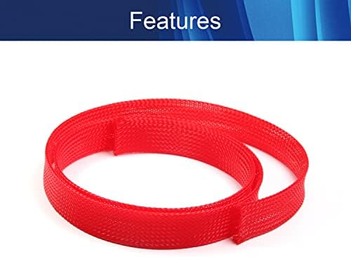 Jutagoss PET Expandable Braided Cable Sleeve, 3.28ft - 0.79 inch Red Cable Management Sleeve, Wire Loom Tube Cord Protector for USB Cable, Power Cord, Audio Video and More, 1Pc